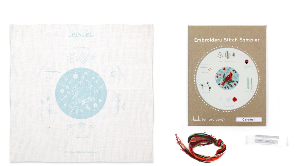 Embroidery Stitch Sampler Cardinal by Kiriki Press