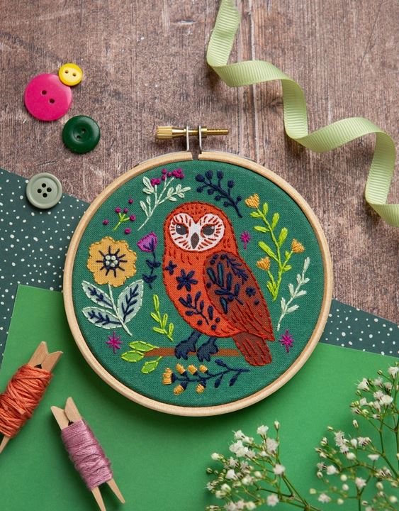 Folk Owl Mini Embroidery Kit by Hawthorn Handmade