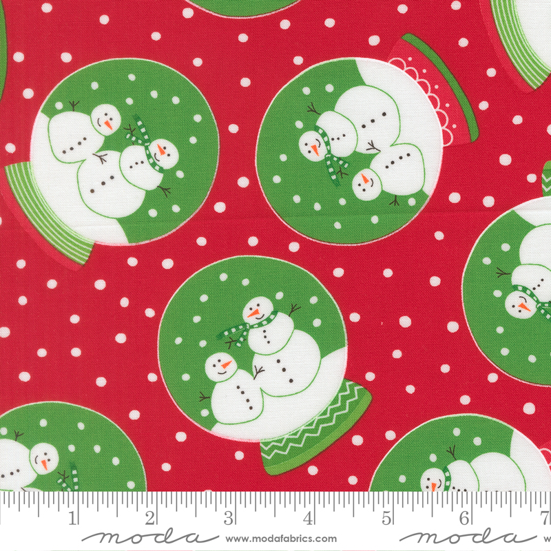Snow Time Snow Globe Novelty Poinsettia Red by Me and My Sister Designs from Moda Fabrics