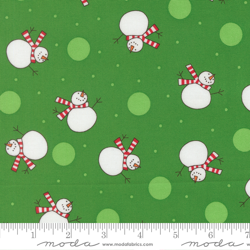 Snow Time Tossed Snowman Evergreen by Me and My Sister Designs from Moda Fabrics