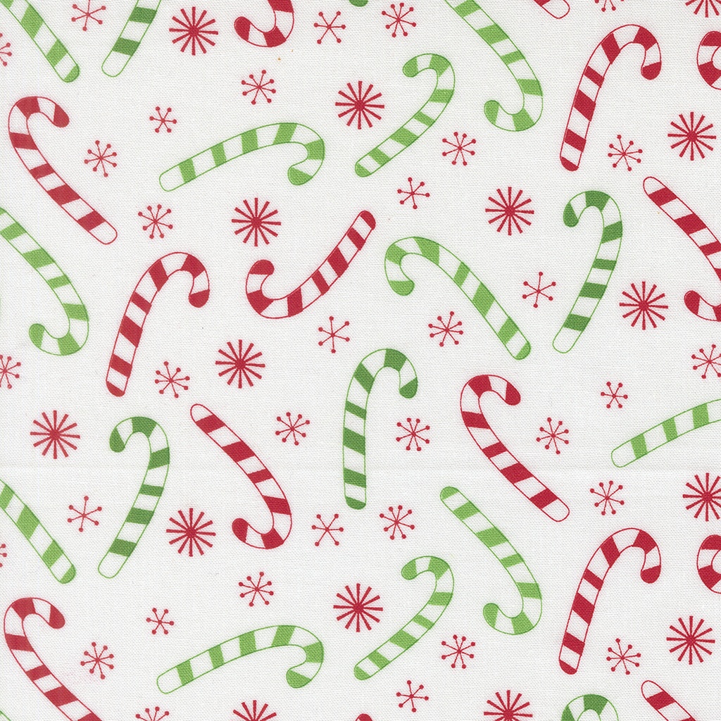 Snow Time Candy Cane Winter White by Me and My Sister Designs from Moda Fabrics
