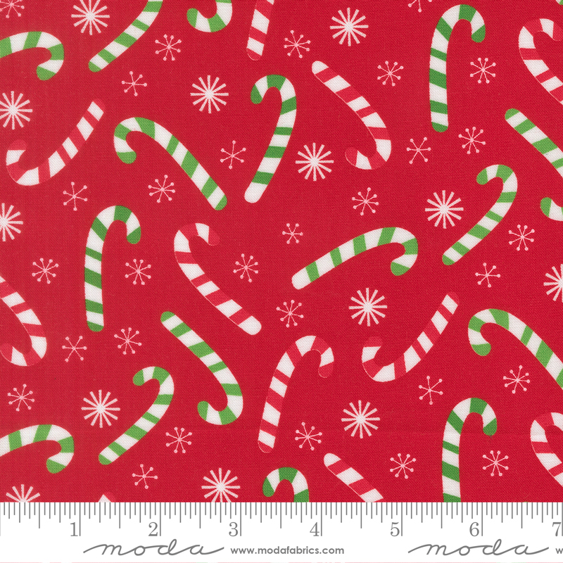 Snow Time Candy Cane Poinsettia Red by Me and My Sister Designs from Moda Fabrics