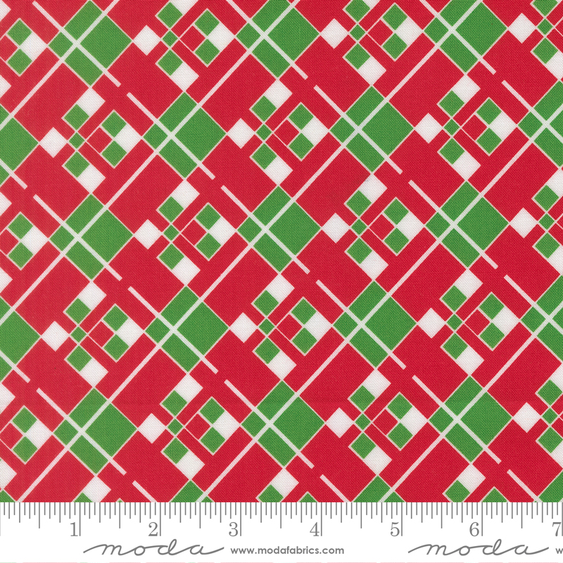 Snow Time Vintage Plaid Poinsettia Red by Me and My Sister Designs from Moda Fabrics