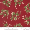 Candlelight Christmas Holly Clusters on Crimson by 3 Sisters from Moda Fabrics