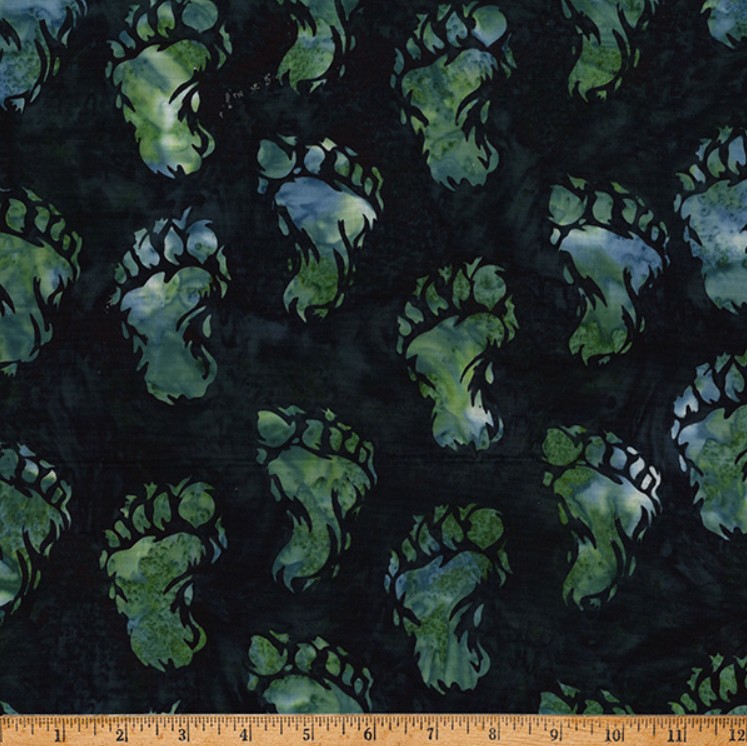 Big Foot Footprints on Forest Bali Batik from Hoffman Fabrics
