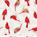 Unexpected Red Cardinals Cream by Rebecca Canale from Studio E Fabrics