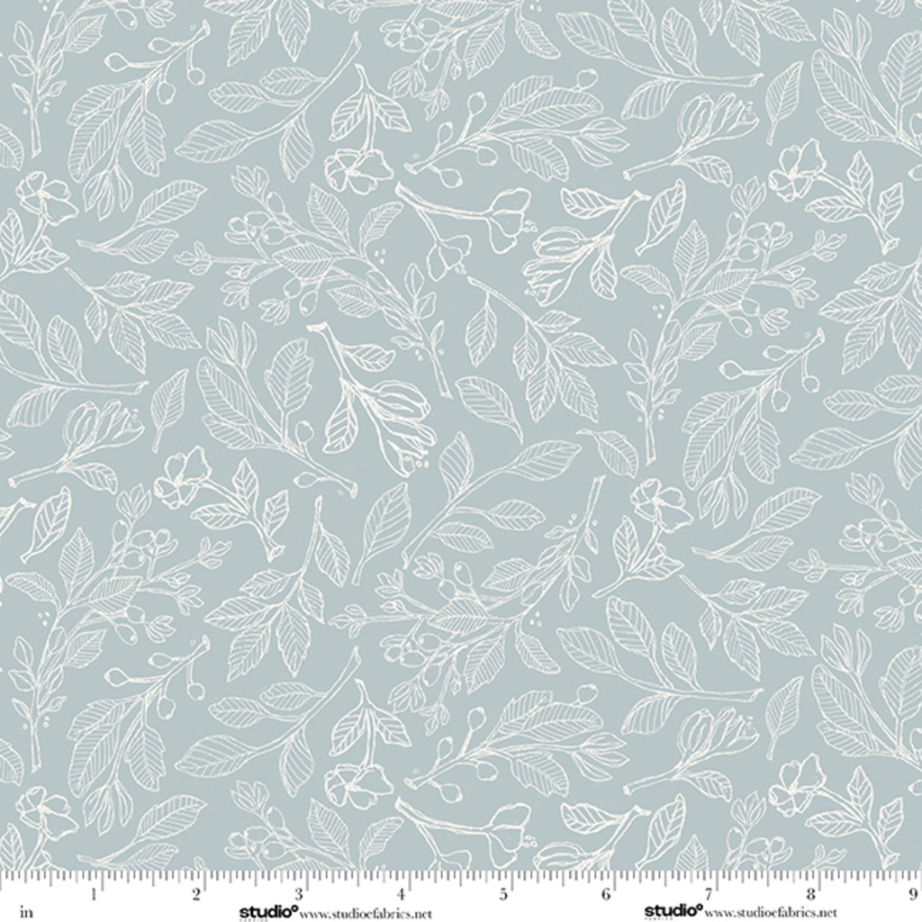 Unexpected Red Fine Line Florals Slate by Rebecca Canale from Studio E Fabrics