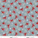 Unexpected Red Butterflies and Florals Slate/Red by Rebecca Canale from Studio E Fabrics