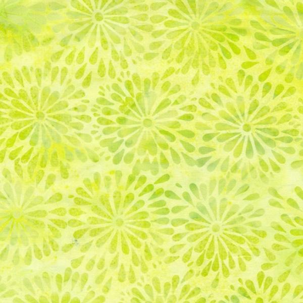 Batik Blenders Round Petal Floral Lemon Lime From Island Batik 