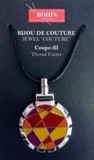 Bohin Courture Thread Cutter Necklace Red & Yellow
