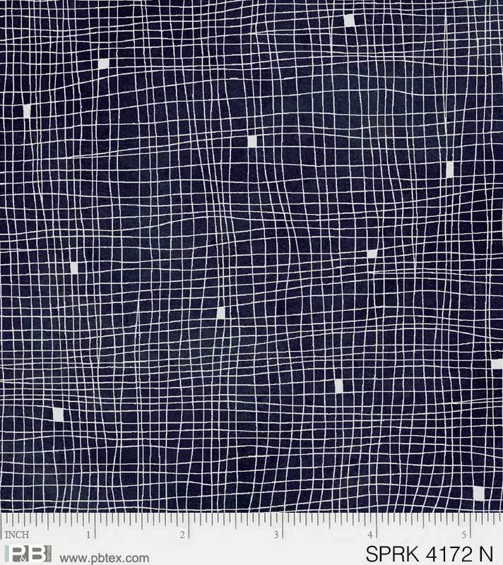 Sparkle Suede White Grid On Navy From P&B Textiles