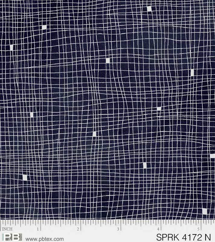 Sparkle Suede White Grid On Navy From P&B Textiles
