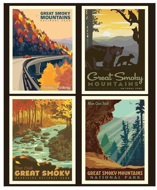 National Park Great Smoky Mountains Block Panel From Riley Blake Designs