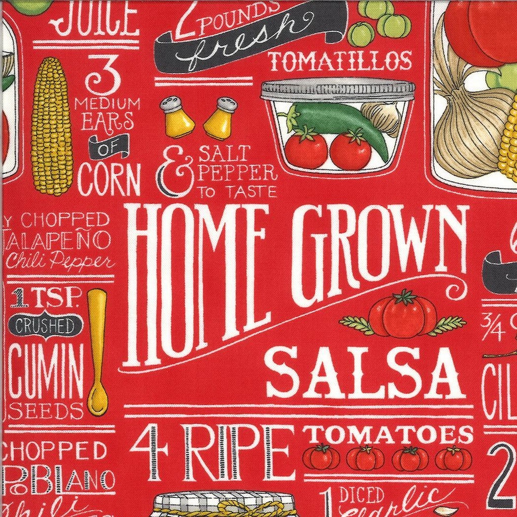 Homegrown Salsa Text  Tomato Background By Deb Strain From Moda Fabrics