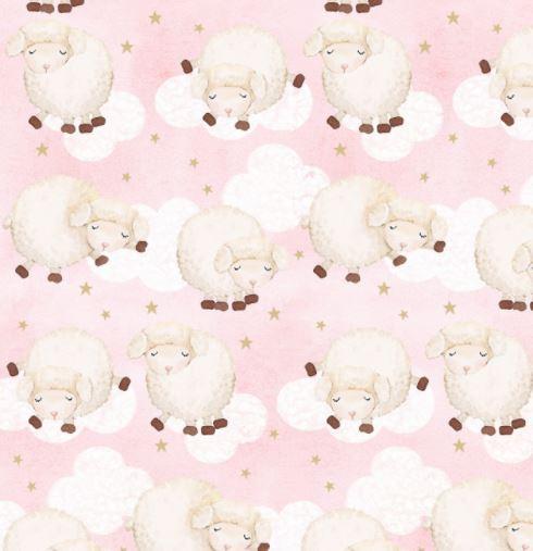 Sleeping Lambs On Pink Flannel From Ae Nathan