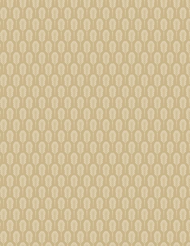 Sandalwood Art Deco Feathers Light Brown From Wilmington Prints