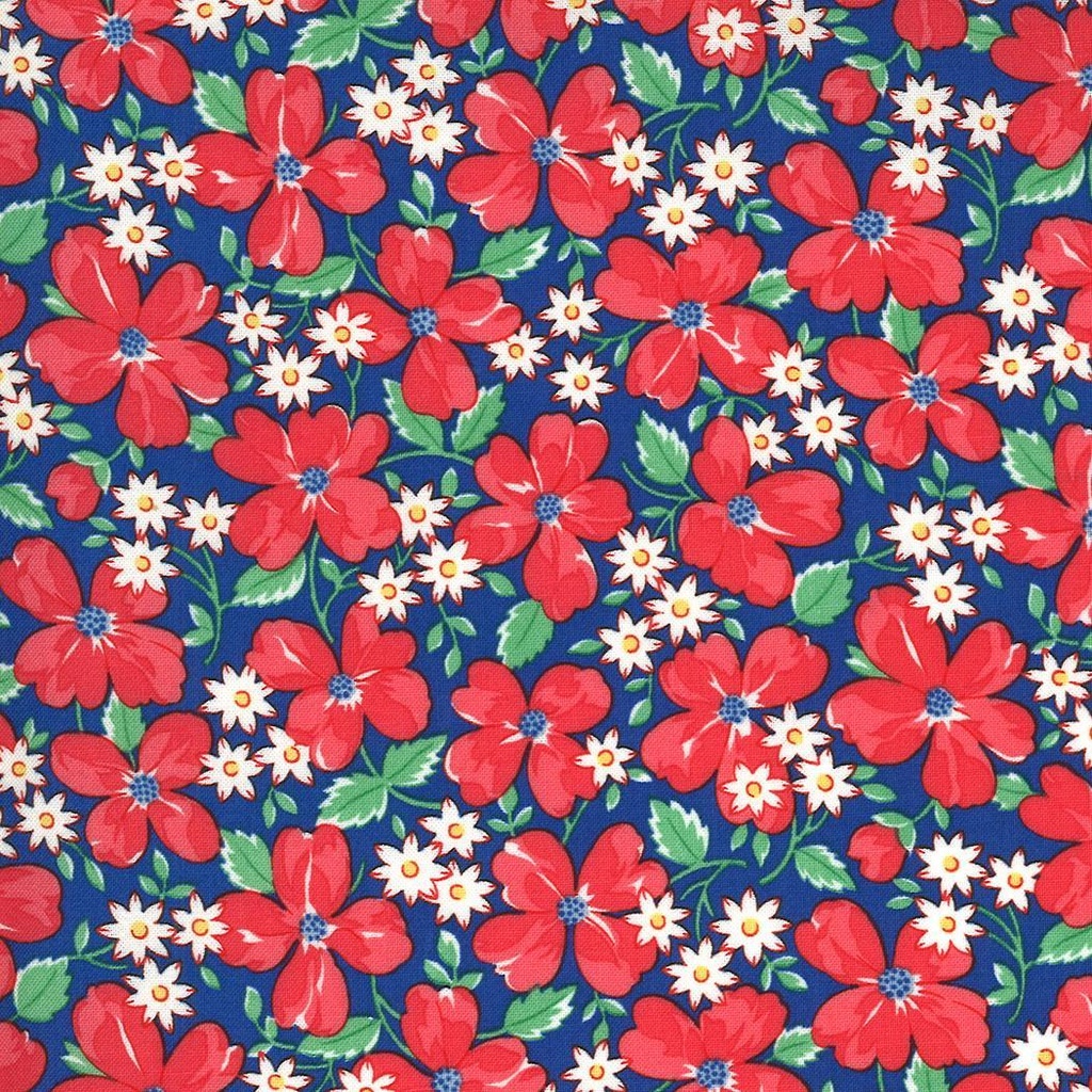 30'S Playtime Large Floral Bluebill By Chole'S Closet From Moda Fabrics