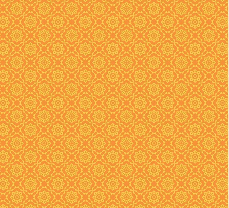 Whimsy Orange Floral Motif On Yellow From P&B Textiles