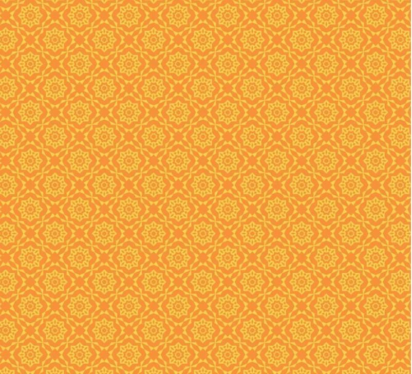 Whimsy Orange Floral Motif On Yellow From P&B Textiles