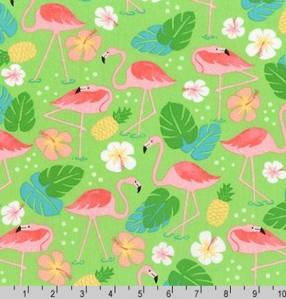 Flamingo Paradise Lime From Robert Kaufman