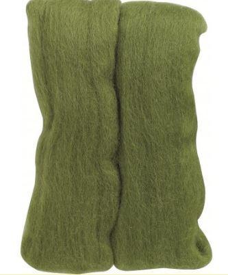 Natural Wool Roving Moss Green  from Clover