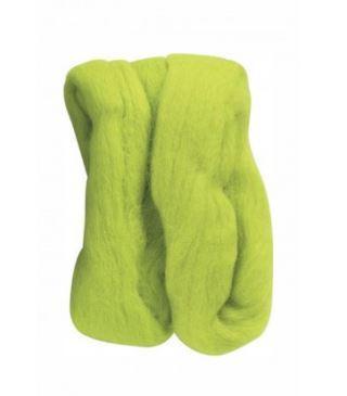 Natural Wool Roving Lime Green  From Clover