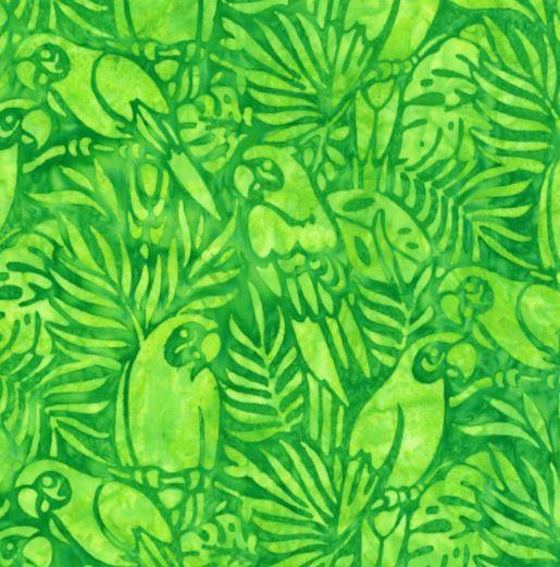 Welcome To Paradise Parrots Lime Batik From Robert Kaufman