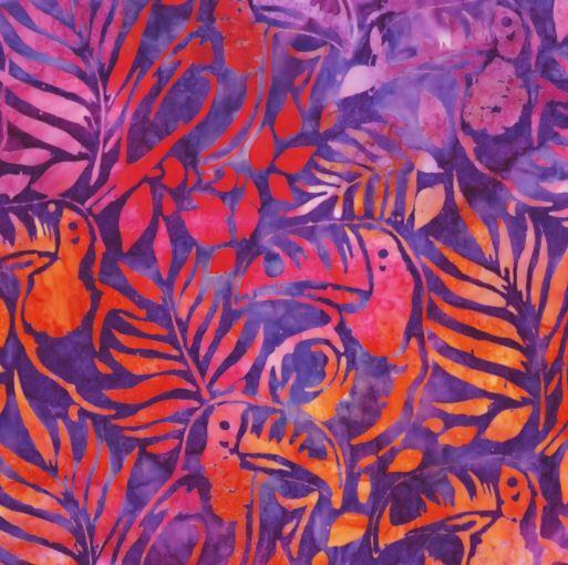 Welcome To Paradise Toucans Purple  Batik From Robert Kaufman