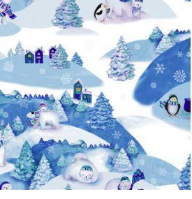 Snowville Winter Toile Blue By Clothworks