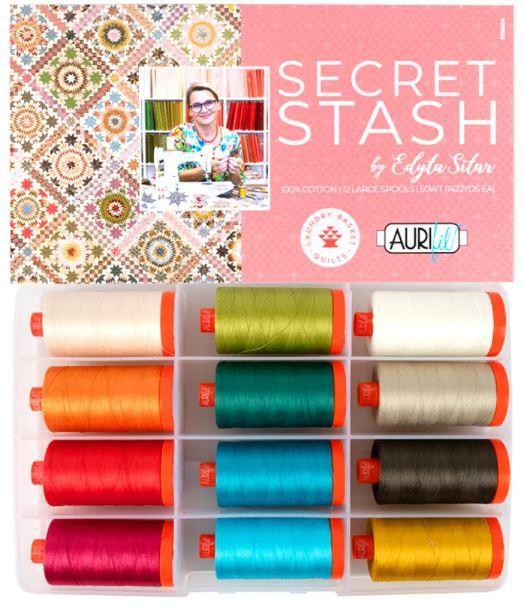 Secret Stash by Edyta Sitar, 12 Large Spools Aurifil Cotton 50 wt.