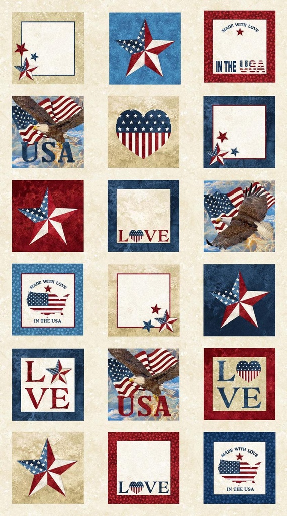 Stars & Stripes Label  Panel  From Northcott