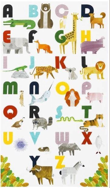 A To Z Animals Panel From Robert Kaufman 