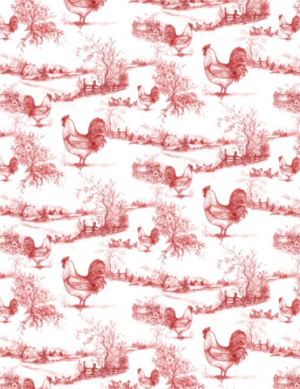 Home to Roost Toile Red from Wilmington Prints