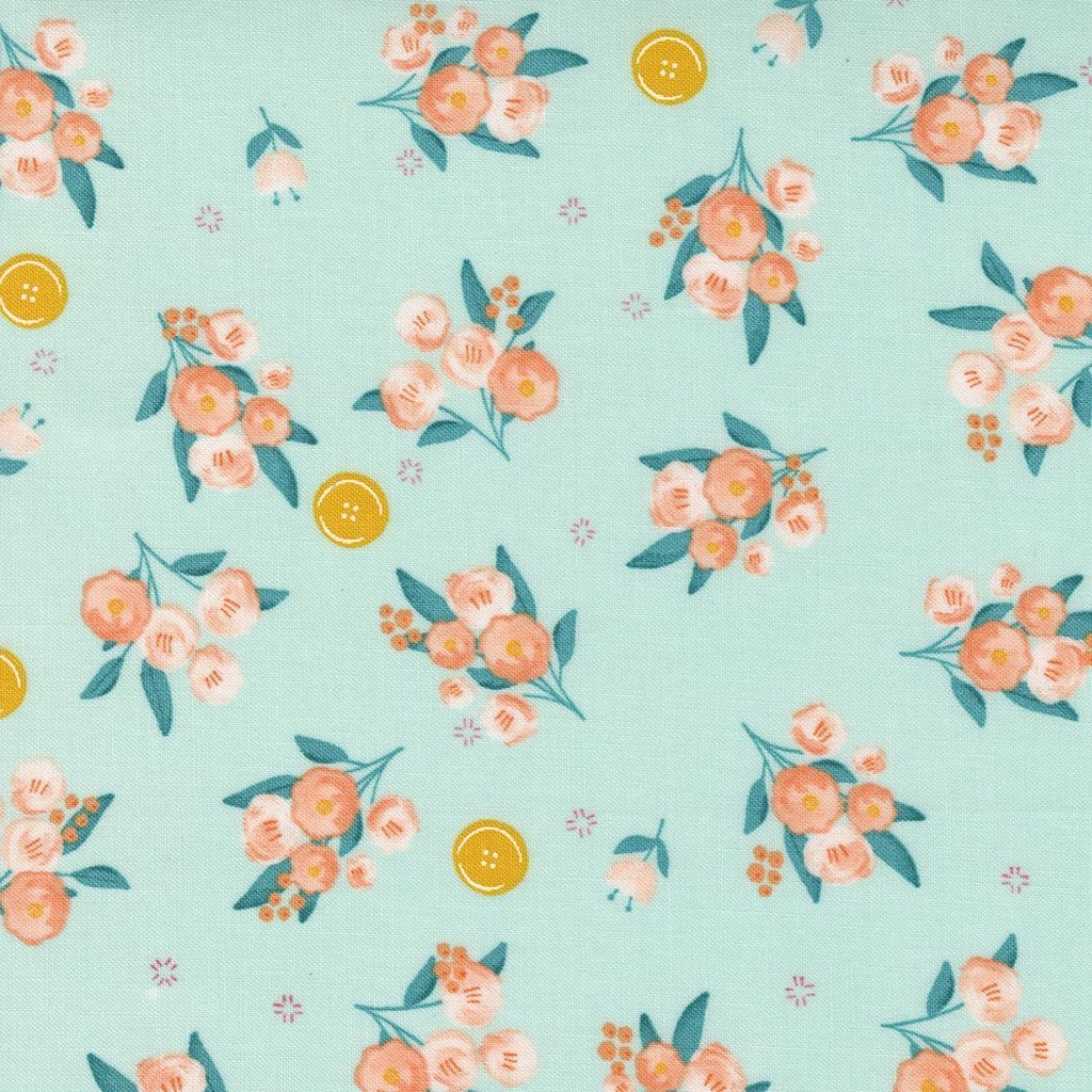 Sew Wonderful Floral Aqua From Moda Fabrics