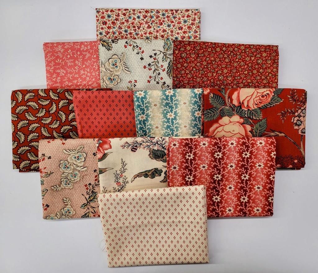 Kate's Garden Gate Red Fat Quarter Bundle from Moda