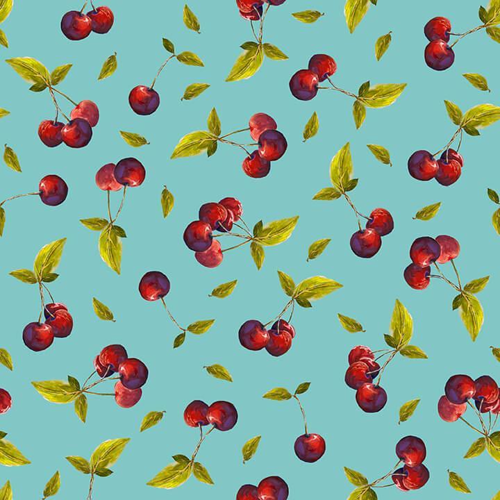 Fruit For Thought Cherry Blue From Blank Quilting Corp
