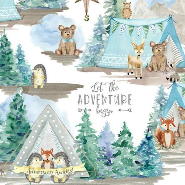 Forest Friends Scenic White by Audrey Jeanne Roberts for 3 Wishes