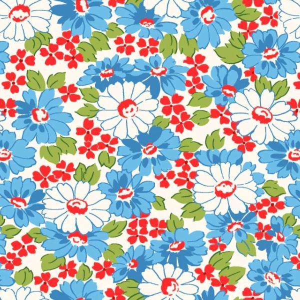 Beach Baby Floral Blue By Retro Vintage For P&B Textiles