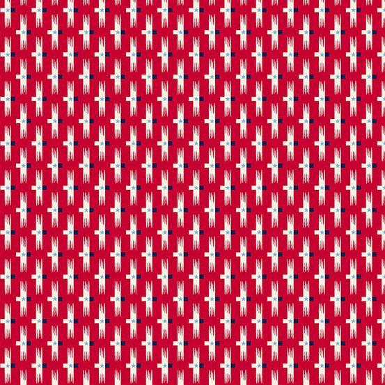 Star Spangled Backgammon Red For Andover Fabrics
