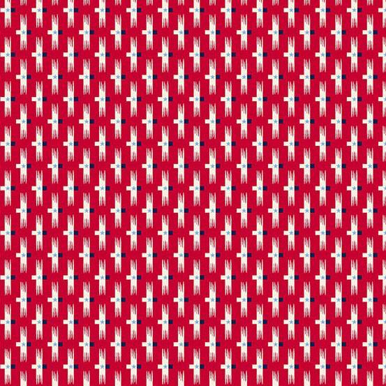 Star Spangled Backgammon Red For Andover Fabrics