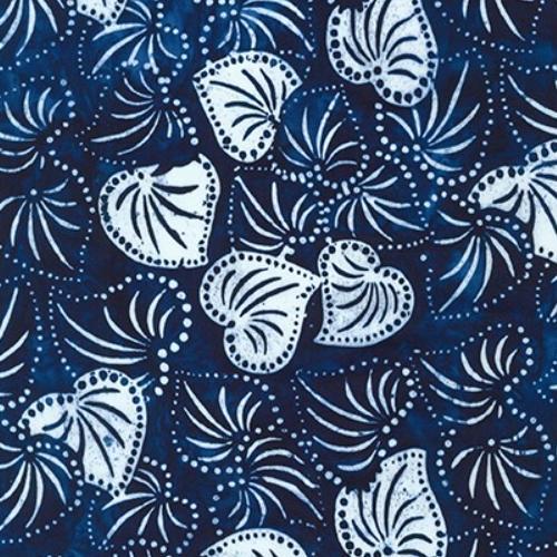 Kasuri Artisan Batiks: Leaves Navy By Lunn Studios For Robert Kaufman