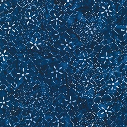 Kasuri Artisan Batiks: Florals Navy By Lunn Studios For Robert Kaufman