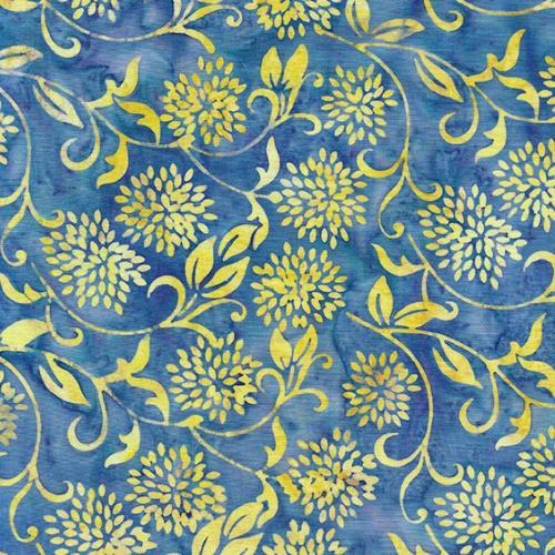 Island Batik Petals Provence Flower Vine Cool Waters