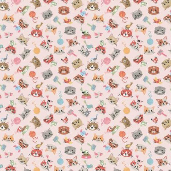 Cat'S Meow Head Toss Pink By Shawn Wallace For Riley Blake Designs