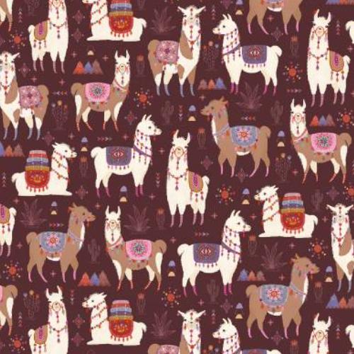 Llama Love Fiesta Eggplant By Janna Krupinksi From Michael Miller