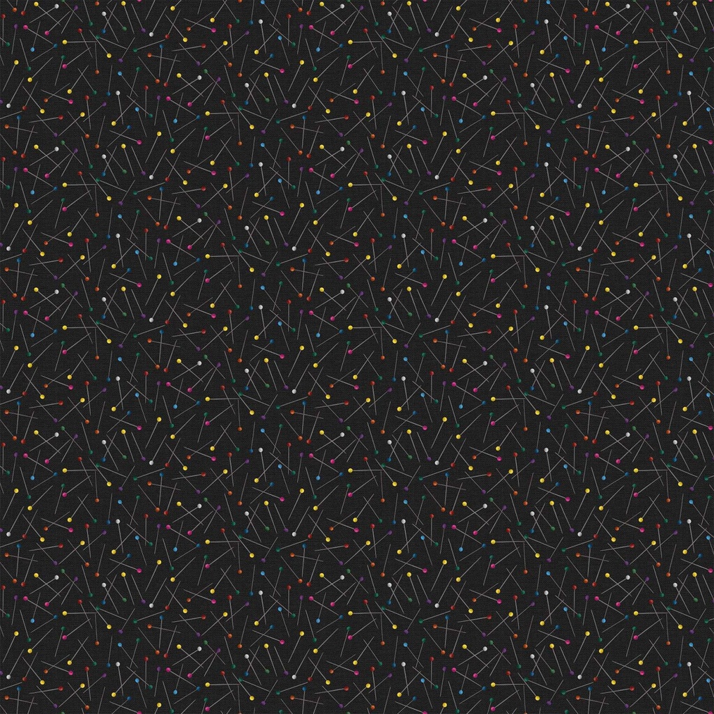 I'Ve Got A Notion Pins Black Multi By Shelley Davies For Northcott Fabrics