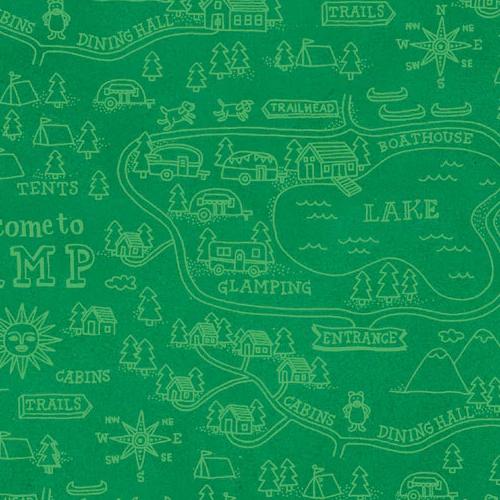 Wanderlust Words Green By Stephanie Peterson Jones For P & B Textiles