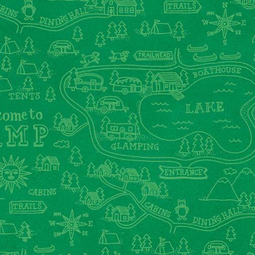 Wanderlust Words Green By Stephanie Peterson Jones For P & B Textiles