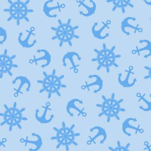 Baby Beluga Anchors/Wheel Multi by P & B Textiles