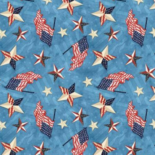 Americana Patriotic Toss Denim by Stephaine Marrott Collection from Wilmington Prints